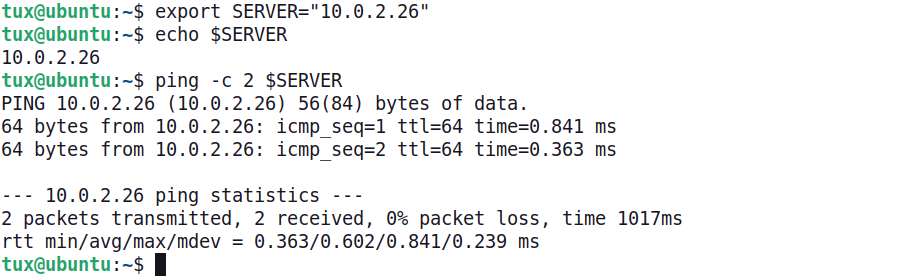 Example of variable in use