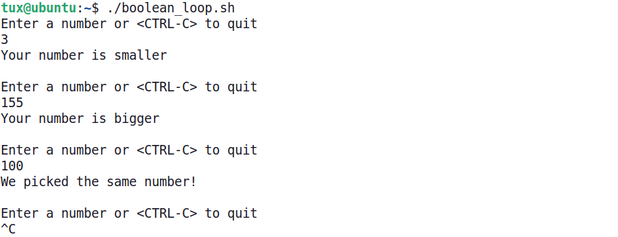 Example of shell script using while loops